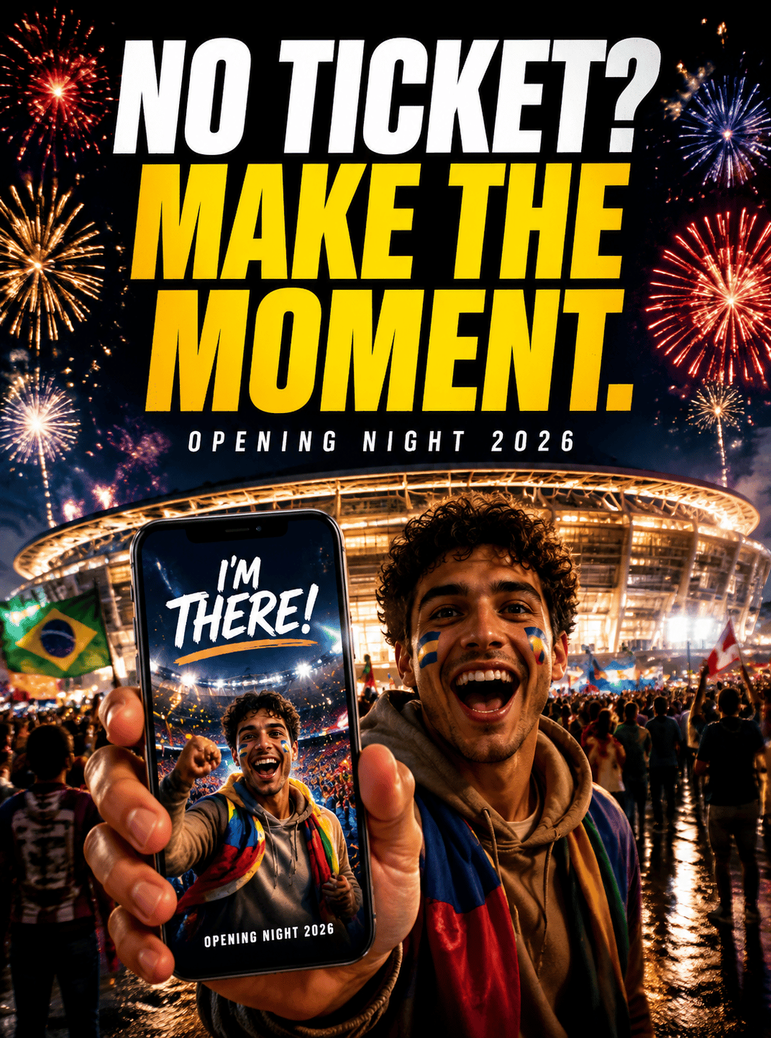 チケットがなくても、2026年W杯開幕夜のポスターは作れる