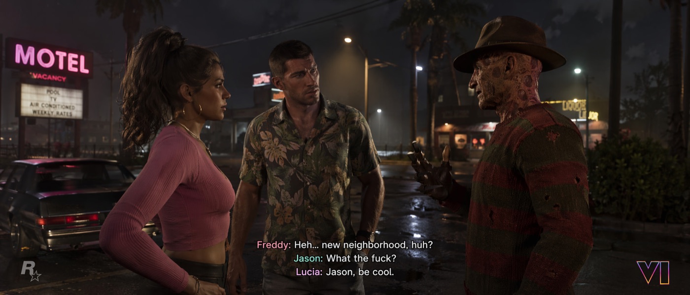 Ultrawide game banner generated from a single prompt — cinematic composition, HUD elements, and legible in-world typography.